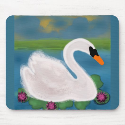 Tapis De Souris Peinture de cygne blanc Mousepad (Devant)
