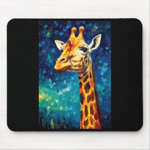 Tapis De Souris Peinture de girafe pour l'amant Nuit ciel artiste