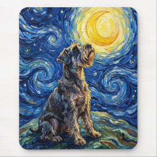 Tapis De Souris Peinture de la nuit étoilée Schnauzer