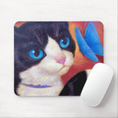 Tapis De Souris Peinture de papillon de chat de smoking - multi (Avec souris)