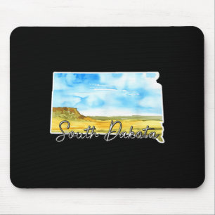 Tapis De Souris Peinture de paysage à l'aquarelle du Dakota du Sud