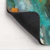 Tapis De Souris Peinture de récolte d'automne Turquoise Rouille Or (Coin)