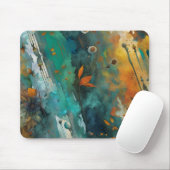 Tapis De Souris Peinture de récolte d'automne Turquoise Rouille Or (Avec souris)
