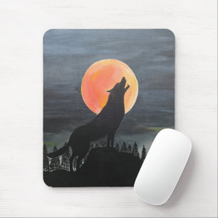Tapis De Souris Peinture de silhouette de loup par Alfred Fox