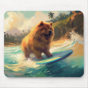 Tapis De Souris Peinture de surf de la plage de Chow Chow