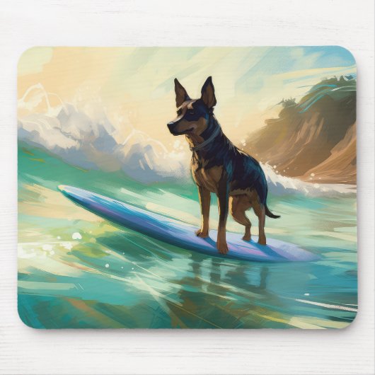 Tapis De Souris Peinture de Surf sur Plage de Kelpie Australien (Devant)