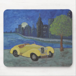 Tapis De Souris Peinture De Voiture Vintage En Ville