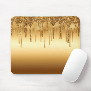 Tapis De Souris Peinture dorée qui dégouline Accents pailletés sci