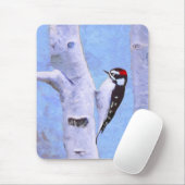 Tapis De Souris Peinture Downy Woodpecker - Art original pour oise (Avec souris)