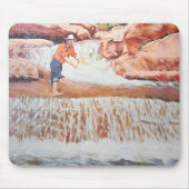 Tapis De Souris Peinture du pêcheur dans la cascade (Devant)