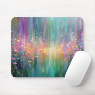 Tapis De Souris Peinture florale abstraite aux couleurs vives