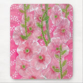 Tapis De Souris Peinture florale rose Hollyhock Malve Malva (Devant)