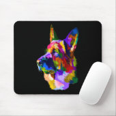 Tapis De Souris Peinture |German Shepherd Peinture Art Pet Chien M (Avec souris)