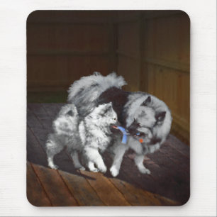 Tapis De Souris Peinture Keeshond Playtime - Jolie art original ch
