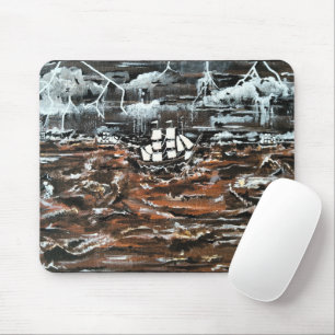 Tapis De Souris Peinture Navires dans une tempête par Alfred Fox