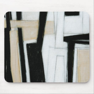 Tapis De Souris Peinture noire et blanche abstraite
