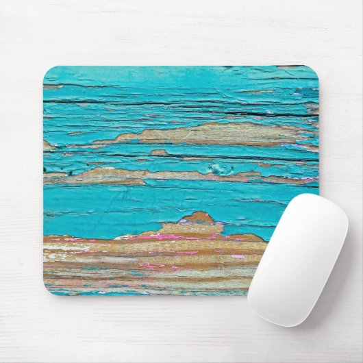 Tapis De Souris Peinture Turquoise Sur Bois Patiné (Avec souris)