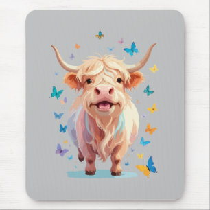 Tapis De Souris Peinture vectorielle de vache Highland adorable an