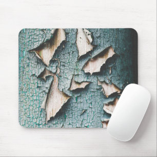 Tapis De Souris Peinture verte bleue claire écaillée rustique viei
