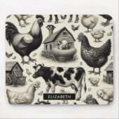 Tapis De Souris Peinture vintage d'animaux de ferme (Devant)