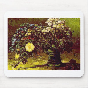 Tapis De Souris Peinture vintage de fleurs de fleurs de vase à Van