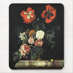 Tapis De Souris Peinture vintage Vie morte avec Fleurs