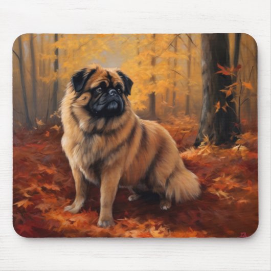 Tapis De Souris Pekingese à l'automne Feuilles automne Inspire (Devant)