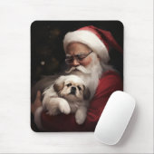 Tapis De Souris Pekingese avec le Père Noël Festif Noël (Avec souris)