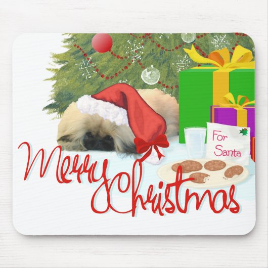 Tapis De Souris Pékinois chiot 1er Noël (Devant)