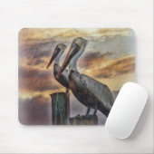 Tapis De Souris Pélicans Au coucher Du Soleil (Avec souris)