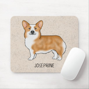 Tapis De Souris Pembroke Welsh Corgi Rouge Chien Mignon Avec Nom P