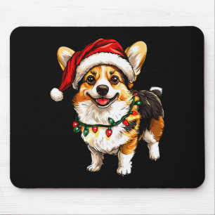 Tapis De Souris Pembroke Welsh Corgi Santa Arbre de Noël Lumières