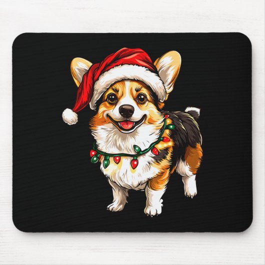 Tapis De Souris Pembroke Welsh Corgi Santa Christmas Tree Lights X (Devant)
