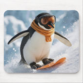Tapis De Souris Penguin Snowboarding Downhill (Devant)