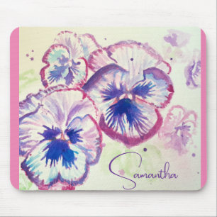Tapis De Souris Pensée Pensées Fleur Aquarelle Violette Florale Ro