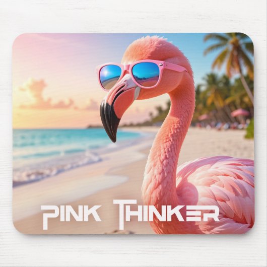 Tapis De Souris PENSEUR ROSE Flamant Rose (Devant)