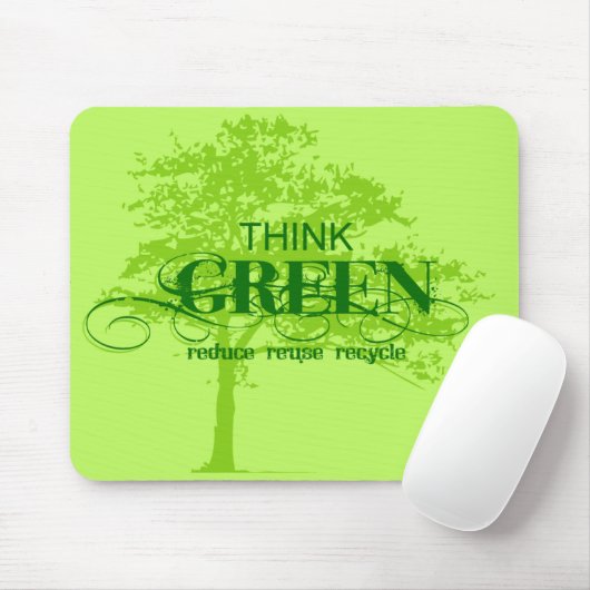 Tapis De Souris Pensez Mousepad vert (Avec souris)