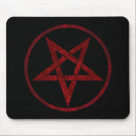 Tapis De Souris Pentagram Red Devil<br><div class="desc">Pentagramme rouge, inversé, texturé en cercle, sur arrière - plan noir. Symbole occulte 666</div>
