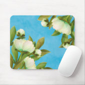 Tapis De Souris Peonies blanches classiques Bouquet floral (Avec souris)