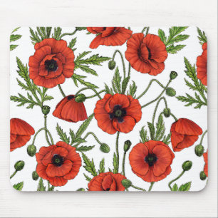 Tapis De Souris Pépites, rouge et vert sur blanc