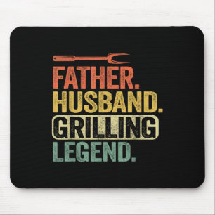 Tapis De Souris Père Mari Grilling Légende Barbecue Funny Pig