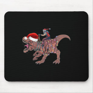 Tapis De Souris Père Noël à cheval sur un dinosaure T Rex Noël Gar