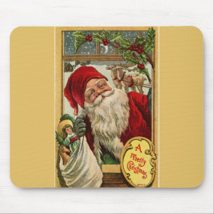 Tapis De Souris Père Noël à la fenêtre avec sac de jouets Mousepad