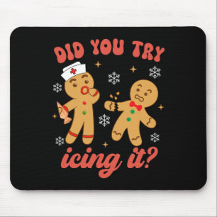 Tapis De Souris Père Noël amusant infirmière homme en pain d'épice