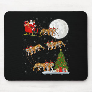 Tapis De Souris Père Noël au Tigre du Bengale Cerf-Volant Drôle Ma