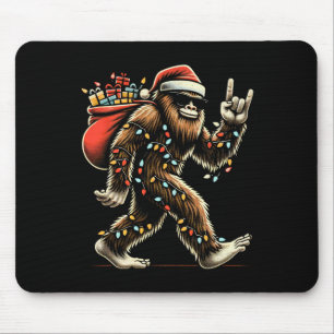 Tapis De Souris Père Noël Bigfoot lumières de Noël Drôle Sasquatch