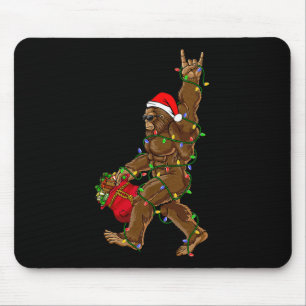 Tapis De Souris Père Noël Bigfoot Lumières de Noël Rock Fun Sasqua