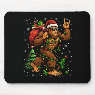Tapis De Souris Père Noël Bigfoot sapin de Noël Lumières Lumières