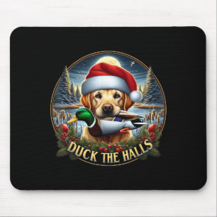 Tapis De Souris Père Noël chien chasse canard Noël aventure drôle