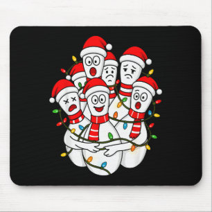 Tapis De Souris Père Noël de bowling de Noël drôle Équipe de bowli